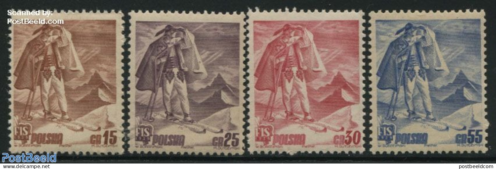 Poland 1939 FIS Games 4v, Unused (hinged), Sport - Various - Skiing - Sport (other And Mixed) - Costumes - Unused Stamps