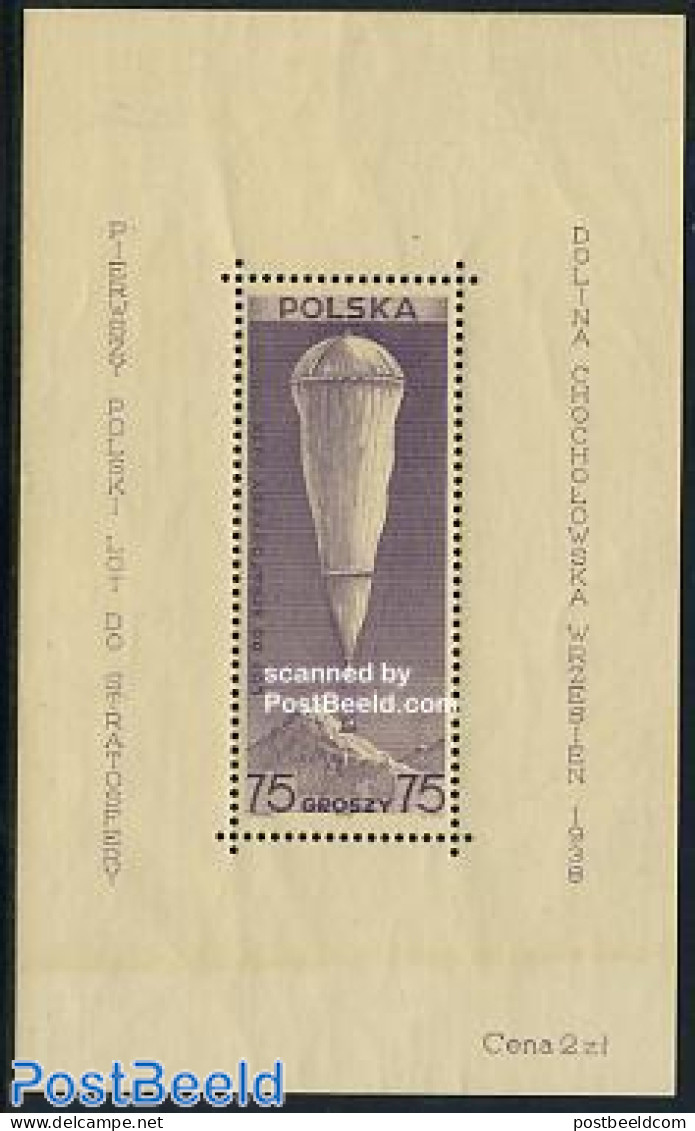 Poland 1938 Stratosphere Flight S/s, Unused (hinged), Transport - Balloons - Unused Stamps