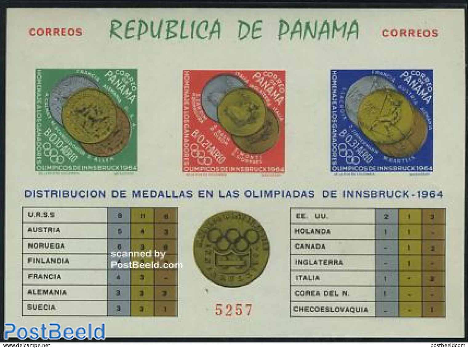 Panama 1964 Olympic Winter Winners S/s, Mint NH, Sport - Olympic Winter Games - Panama
