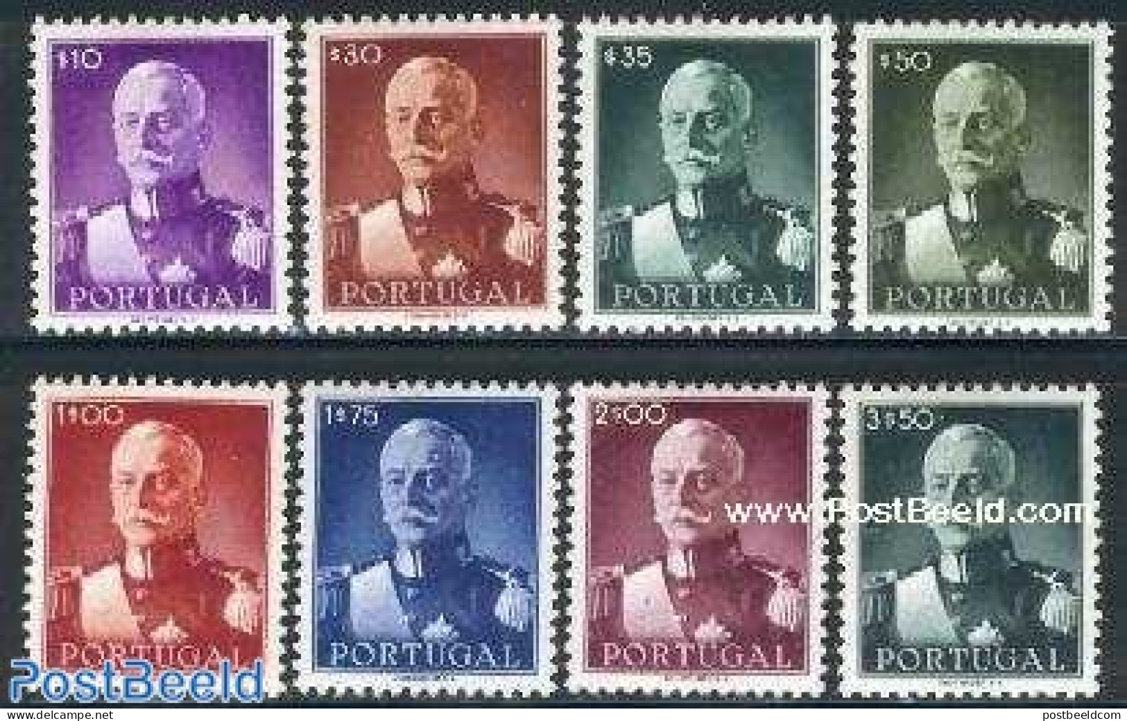 Portugal 1945 President Carmona 8v, Unused (hinged), History - Politicians - Unused Stamps