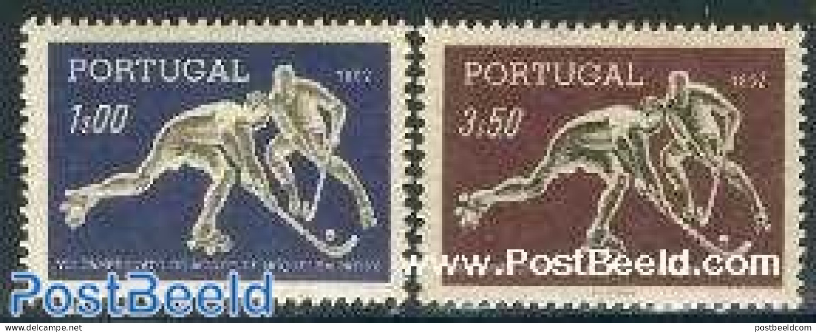 Portugal 1952 Hockey 2v, Mint NH, History - Sport - Europa Hang-on Issues - Hockey - Sport (other And Mixed) - Ongebruikt
