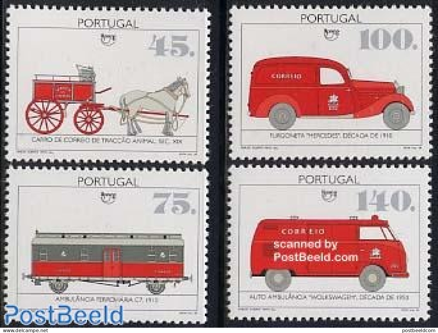 Portugal 1994 Postal Traffic 4v, Mint NH, Nature - Transport - Horses - Post - U.P.A.E. - Automobiles - Railways - Neufs