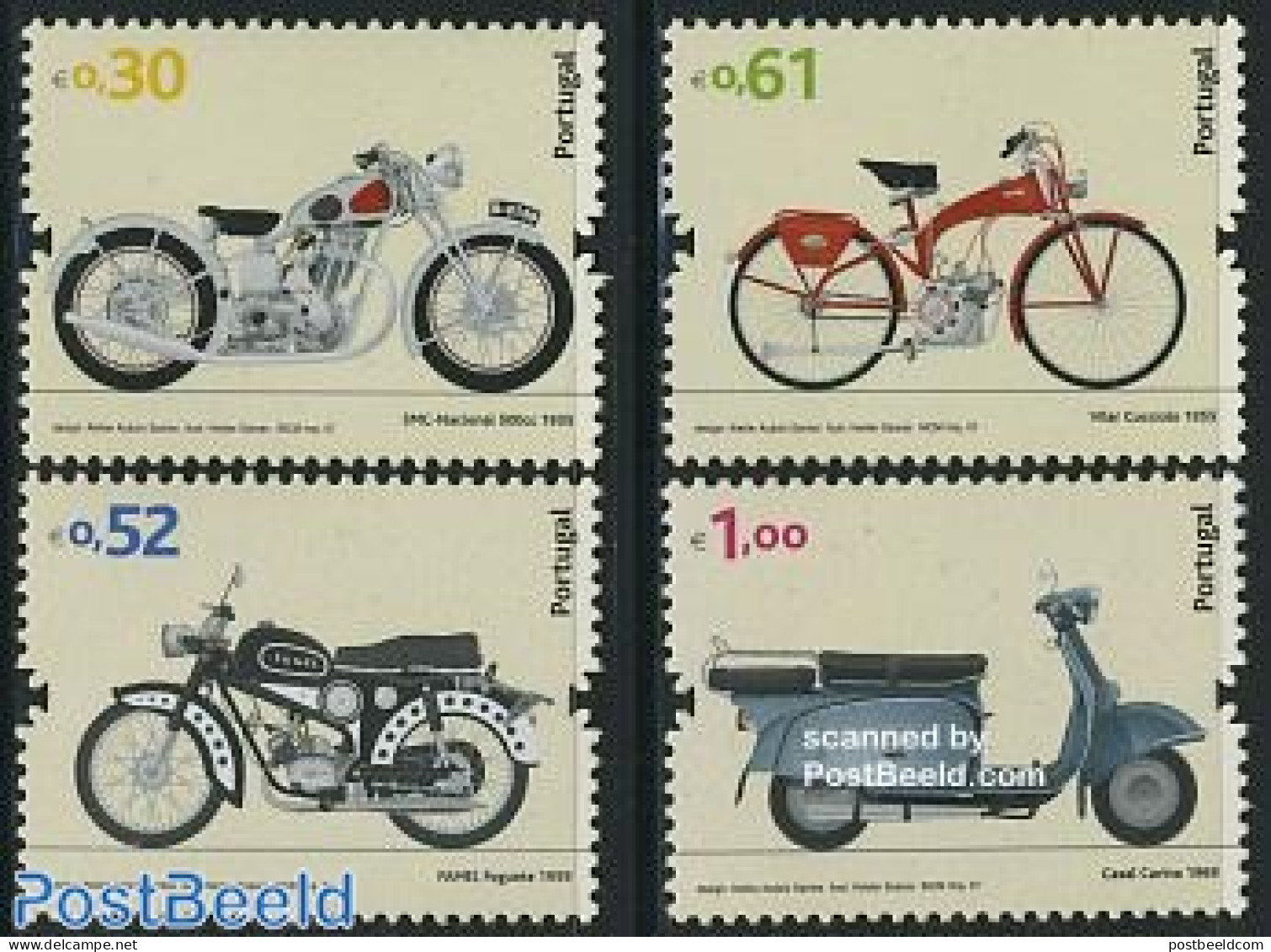 Portugal 2007 Motorcycles 4v (SMC,Famel,Vilar,Casal), Mint NH, Transport - Motorcycles - Unused Stamps