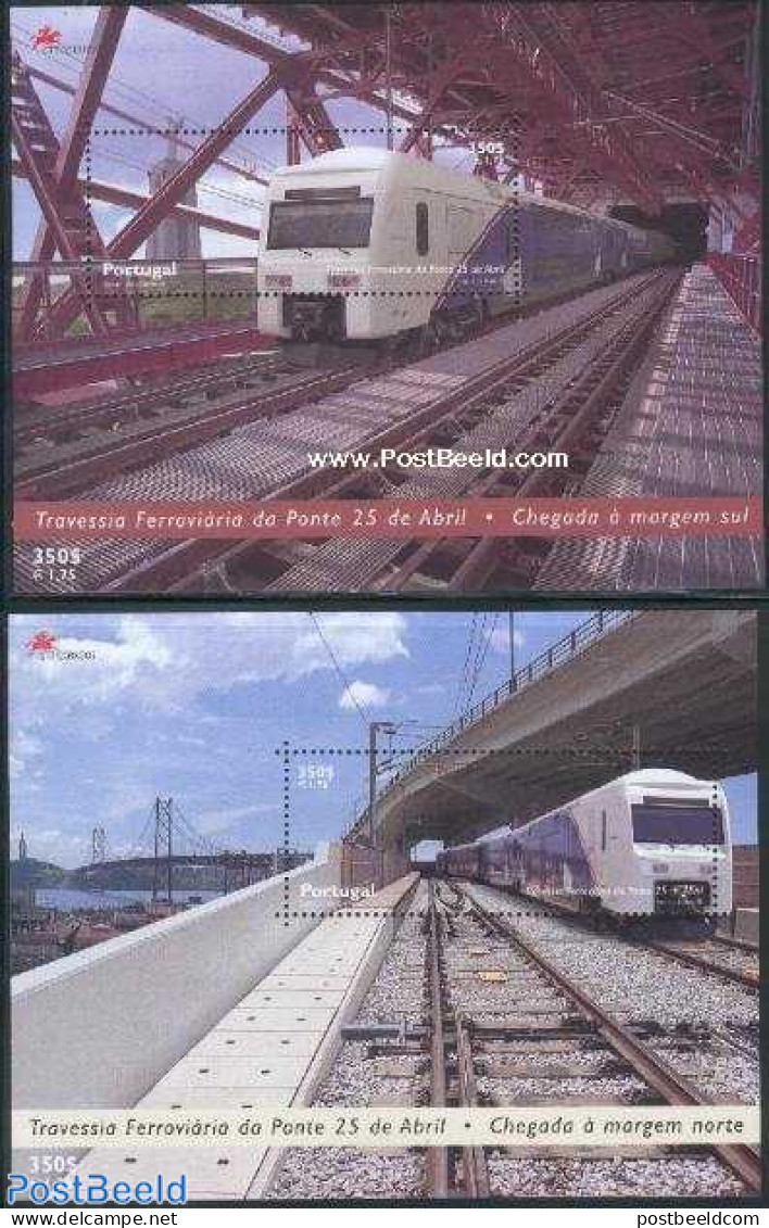 Portugal 1999 Railway Bridge 2 S/s, Mint NH, Transport - Railways - Art - Bridges And Tunnels - Unused Stamps