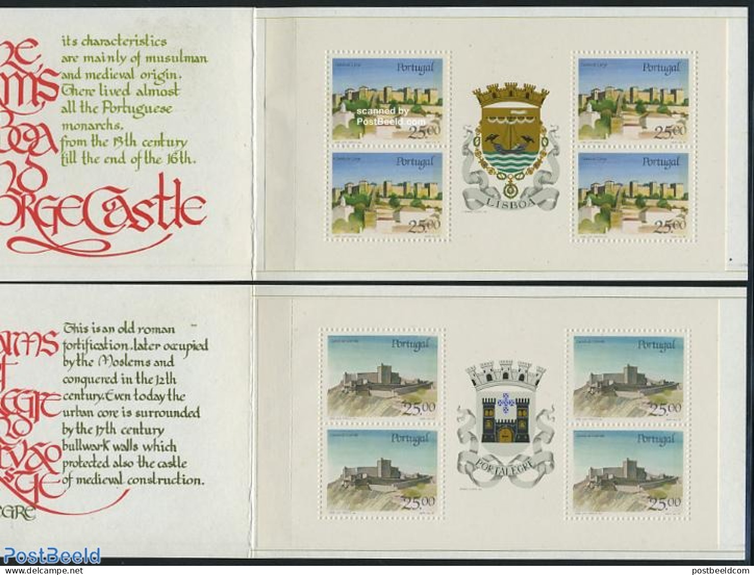 Portugal 1987 Castles, 2 Booklets, Mint NH, Stamp Booklets - Art - Castles & Fortifications - Ungebraucht