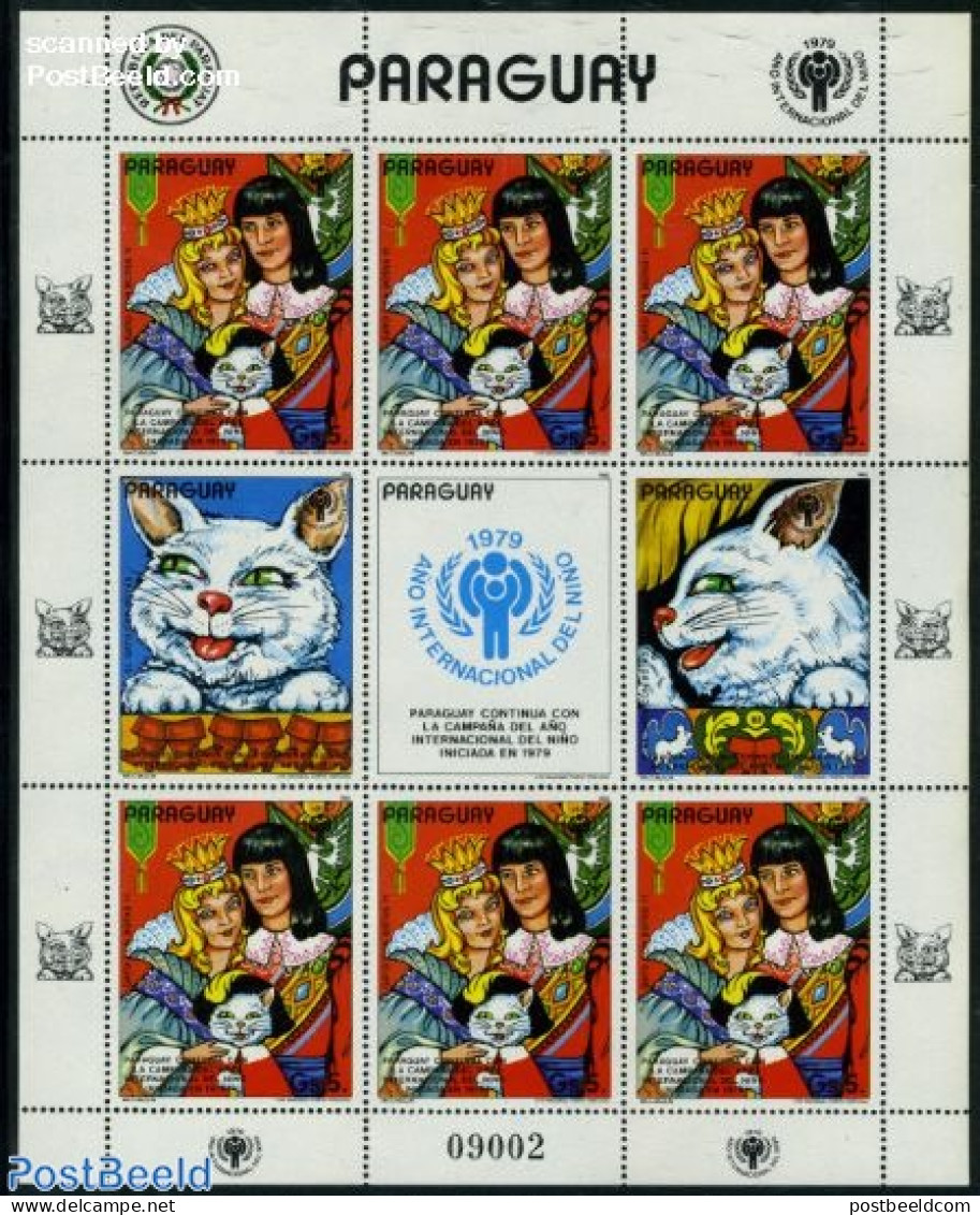 Paraguay 1982 Year Of The Child M/s, Mint NH, Nature - Various - Cats - Year Of The Child 1979 - Art - Fairytales - Verhalen, Fabels En Legenden