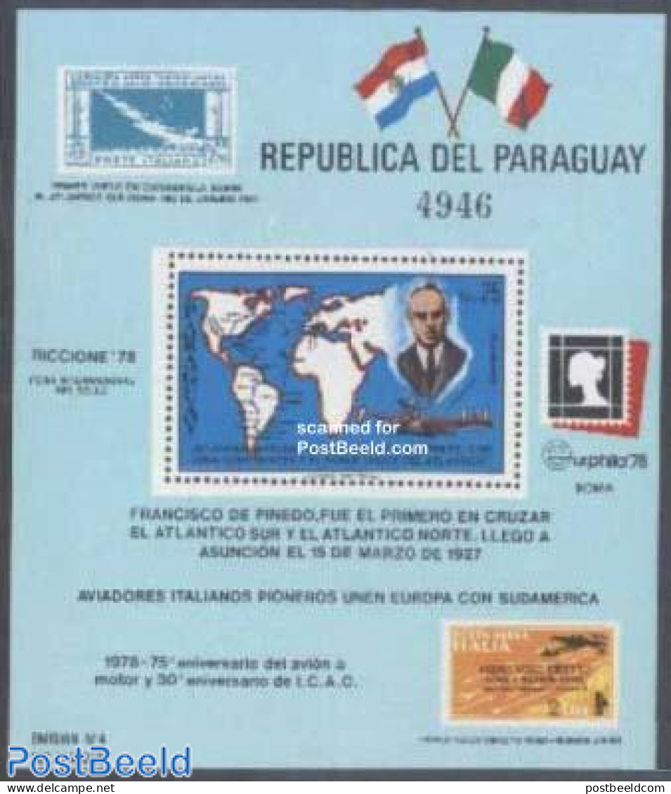 Paraguay 1978 Stamp Expositions S/s, World Map, Mint NH, Various - Philately - Stamps On Stamps - Maps - Stamps On Stamps