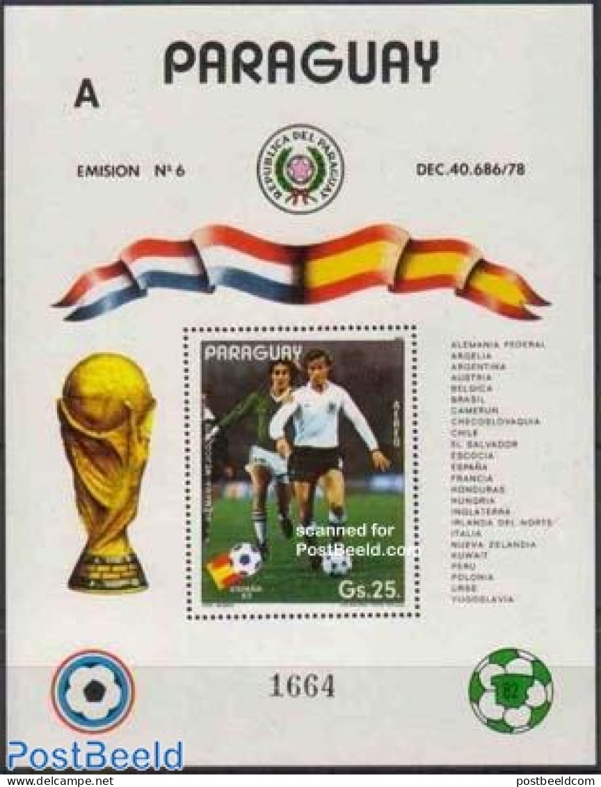 Paraguay 1982 World Cup Football Spain S/s (A Or B On Top), Mint NH, Sport - Football - Paraguay