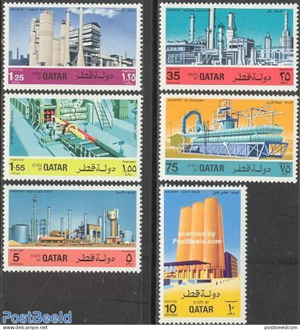 Qatar 1975 Industry 6v, Mint NH, Science - Various - Chemistry & Chemists - Industry - Química