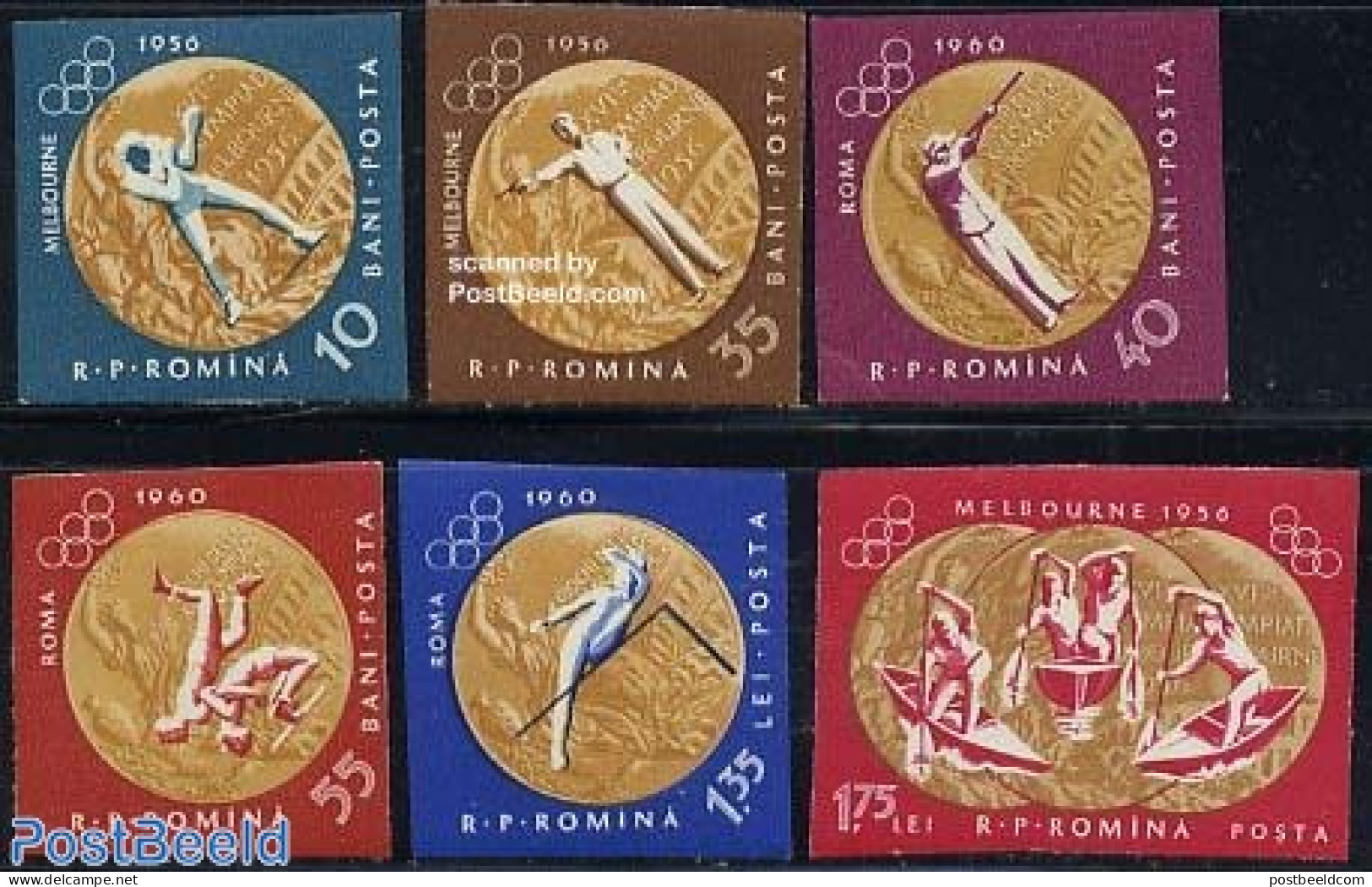 Romania 1961 Olympic Winners 6v Imperforated, Mint NH, Sport - Athletics - Boxing - Kayaks & Rowing - Olympic Games - .. - Nuovi
