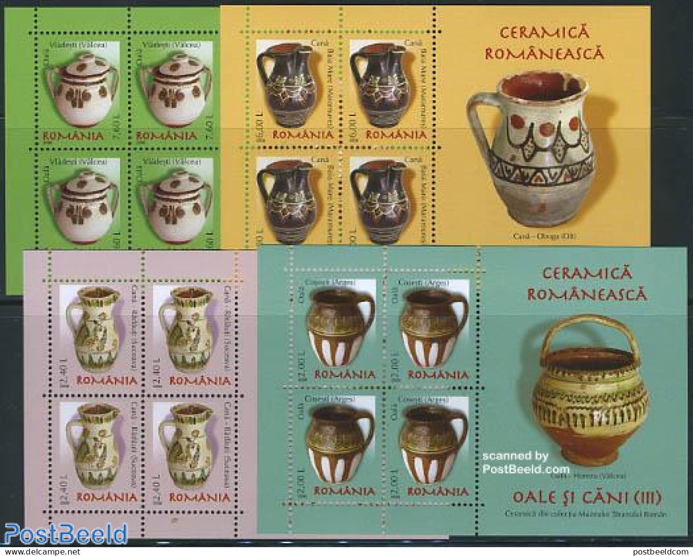 Romania 2008 Definitives, Ceramis 4 M/ss, Mint NH, Art - Ceramics - Unused Stamps