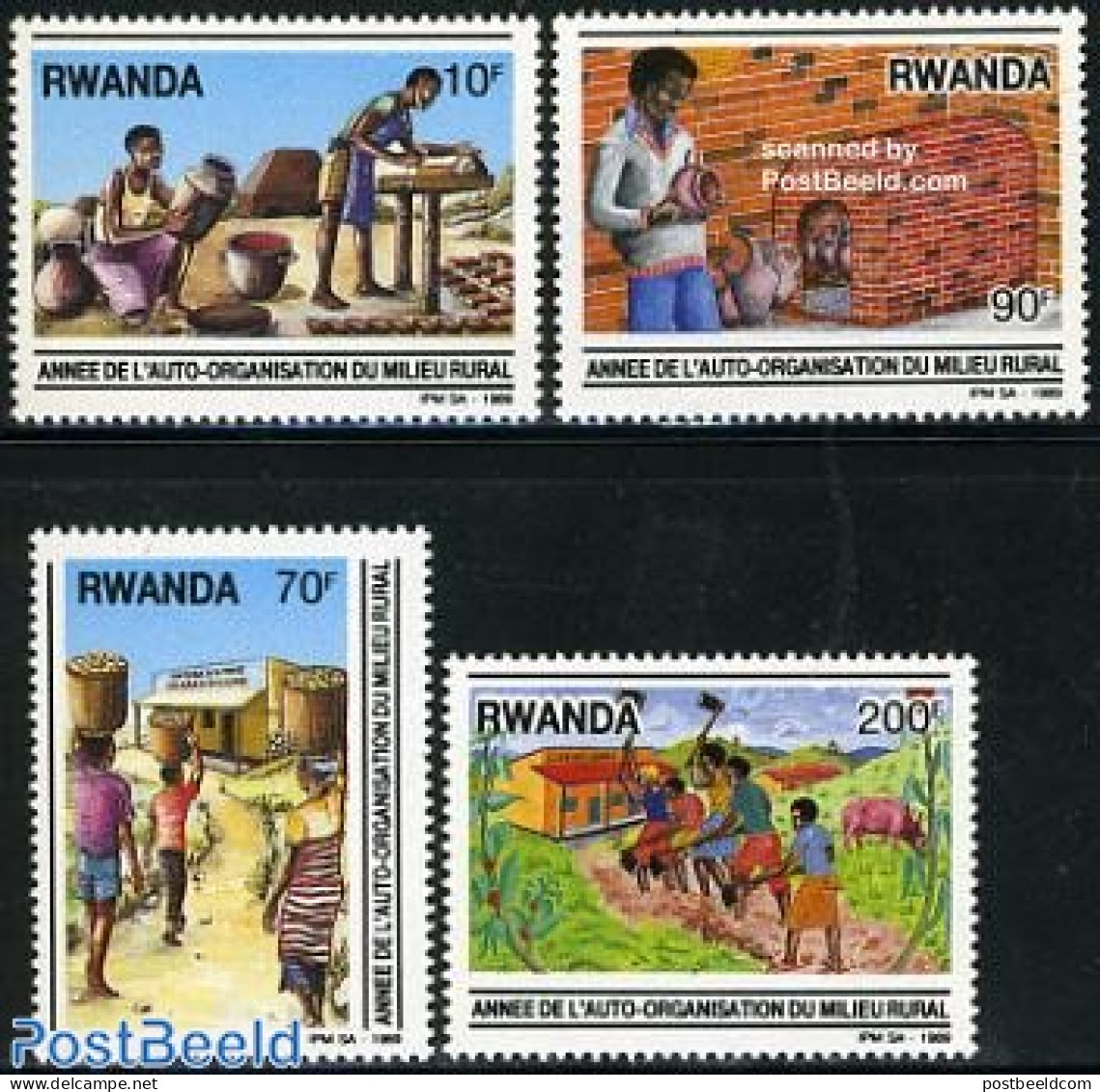 Rwanda 1989 Self Organisations 4v, Mint NH, Various - Agriculture - Art - Handicrafts - Landwirtschaft