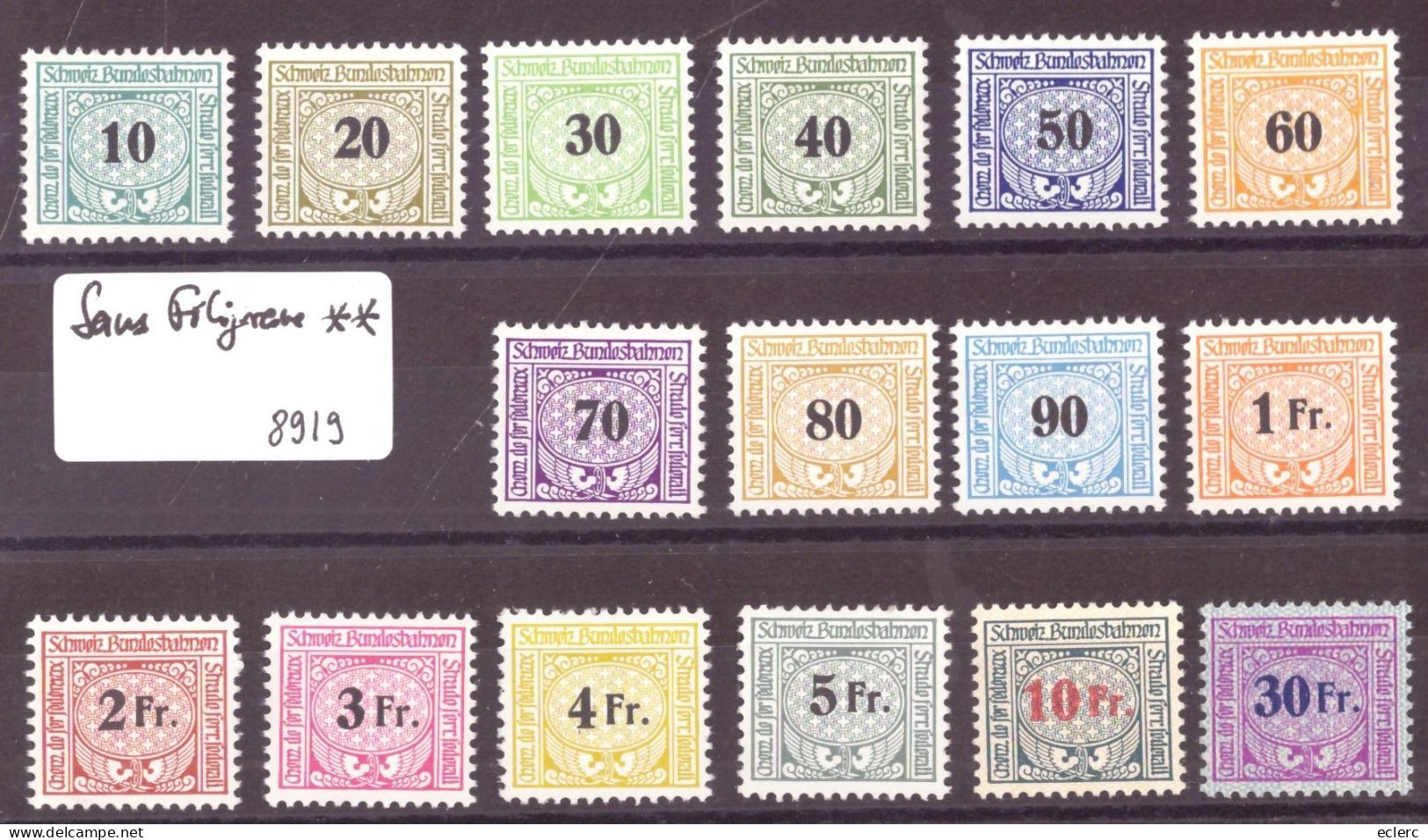 TIMBRES DE CHEMIN DE FER SUR PAPIER SANS FILIGRANE,  NEUFS ** SANS CHARNIERE - Spoorwegen