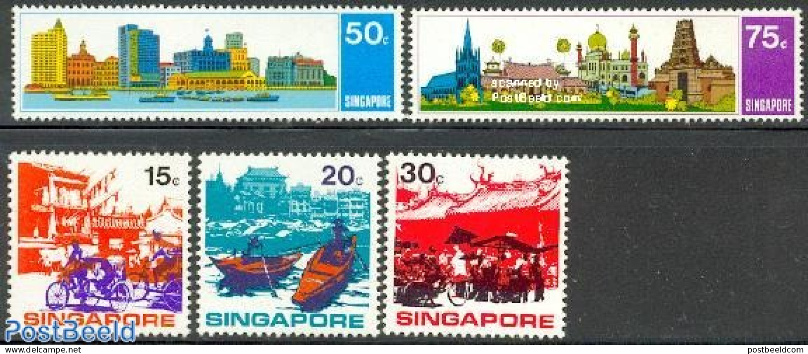 Singapore 1971 Tourism 5v, Mint NH, Sport - Transport - Various - Cycling - Ships And Boats - Tourism - Cyclisme