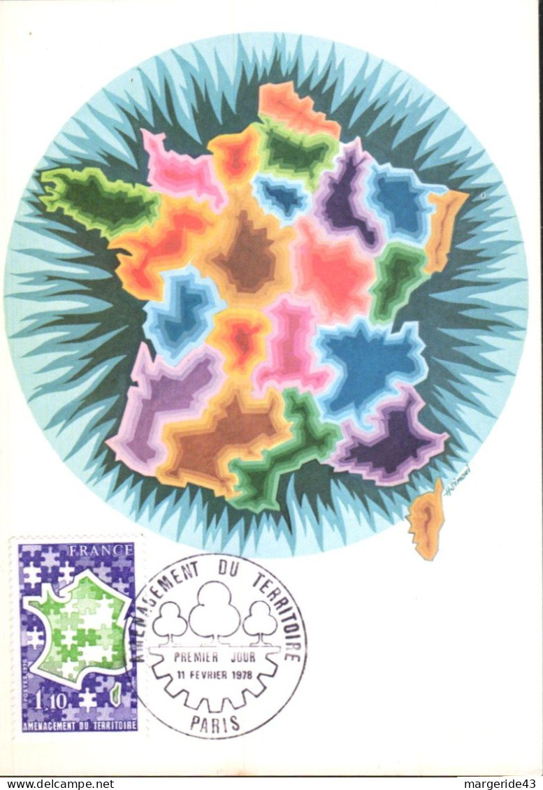 CARTE MAXIMUM 1978 DATAR AMENAGEMENT DU TERRITOIRE - 1970-1979