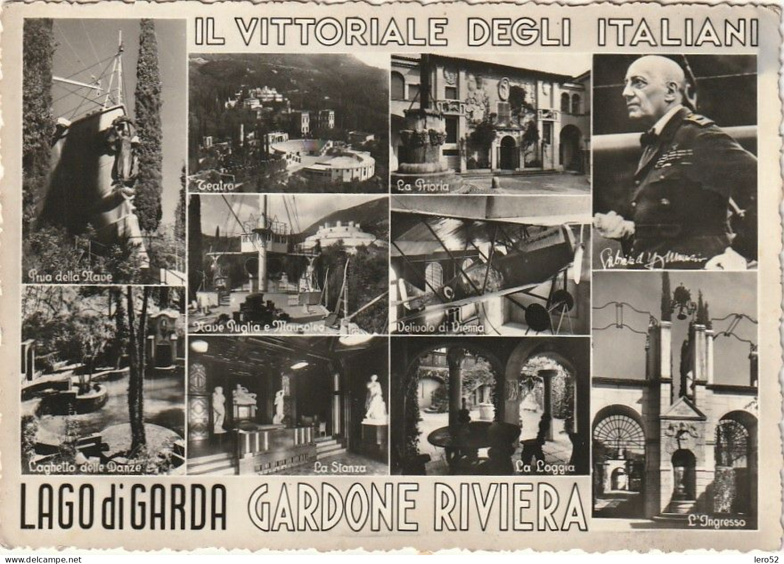 LAGO DI GARDA GARDONE RIVIERA IL VITTORIALE DEGLI ITALIANI ANNO 1958 VIAGGIATA - Brescia