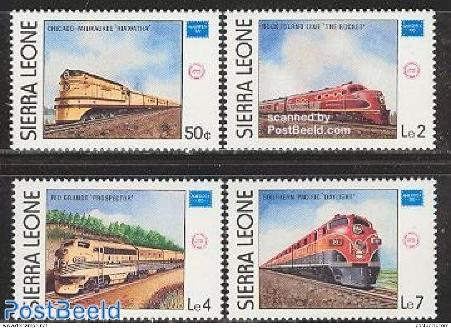 Sierra Leone 1986 Ameripex 86, Railways 4v, Mint NH, Transport - Philately - Railways - Treinen