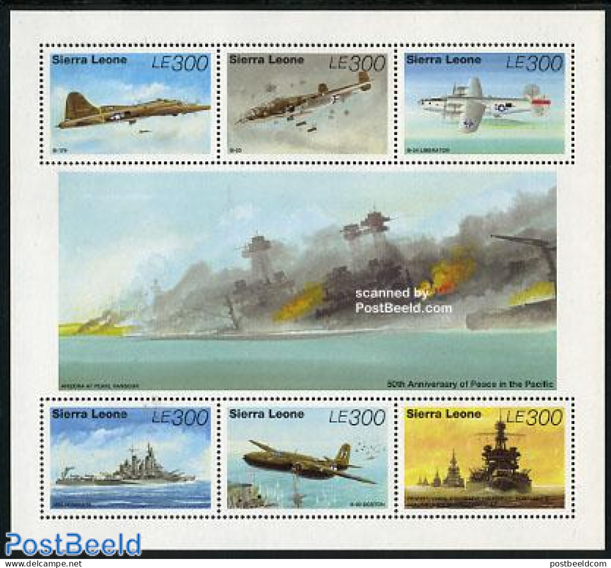 Sierra Leone 1995 End Of World War II 6v M/s, Mint NH, History - Transport - World War II - Aircraft & Aviation - Ship.. - WW2