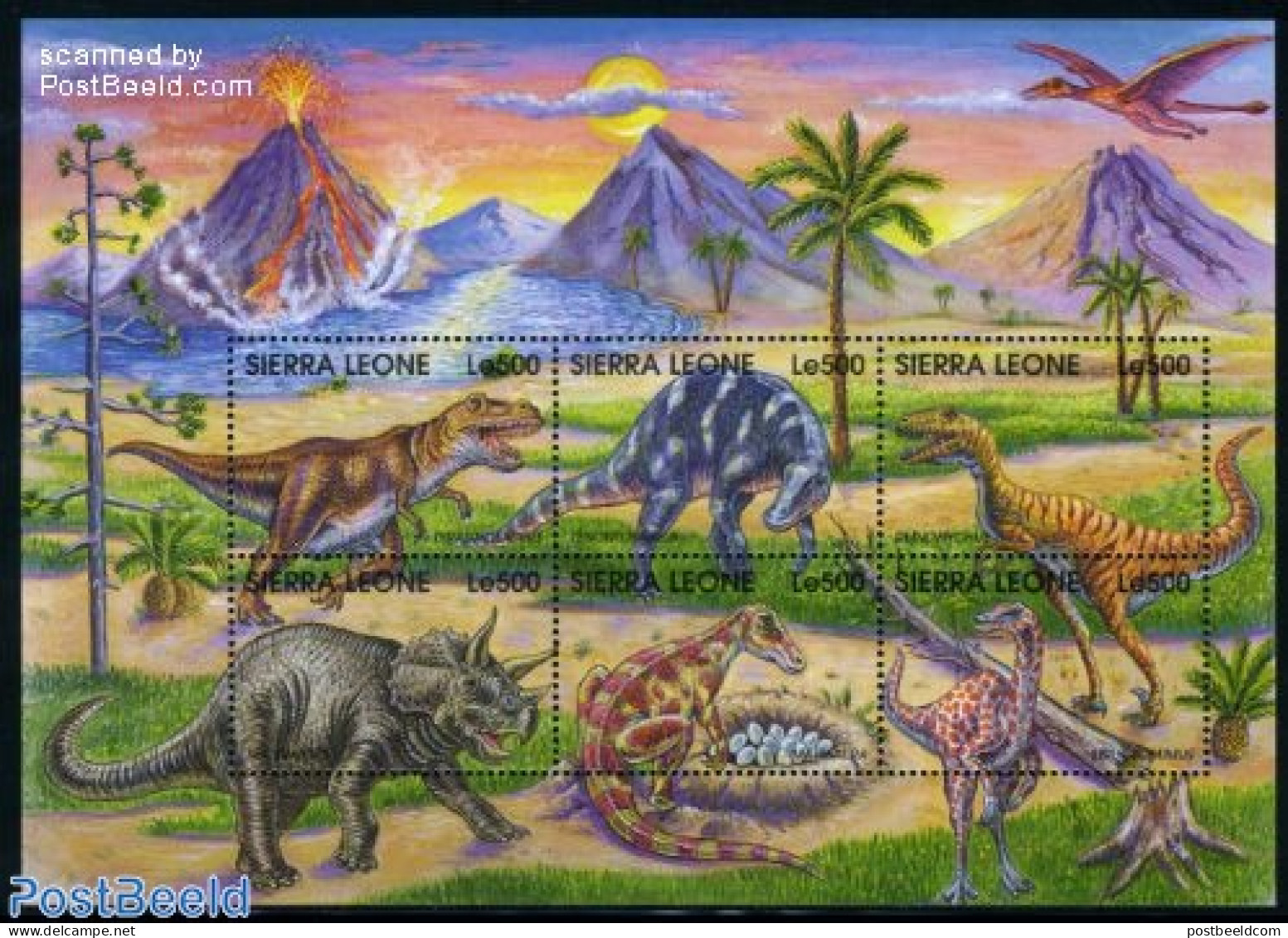 Sierra Leone 1998 Preh. Animals 6v M/s, Mint NH, Nature - Prehistoric Animals - Prehistorisch