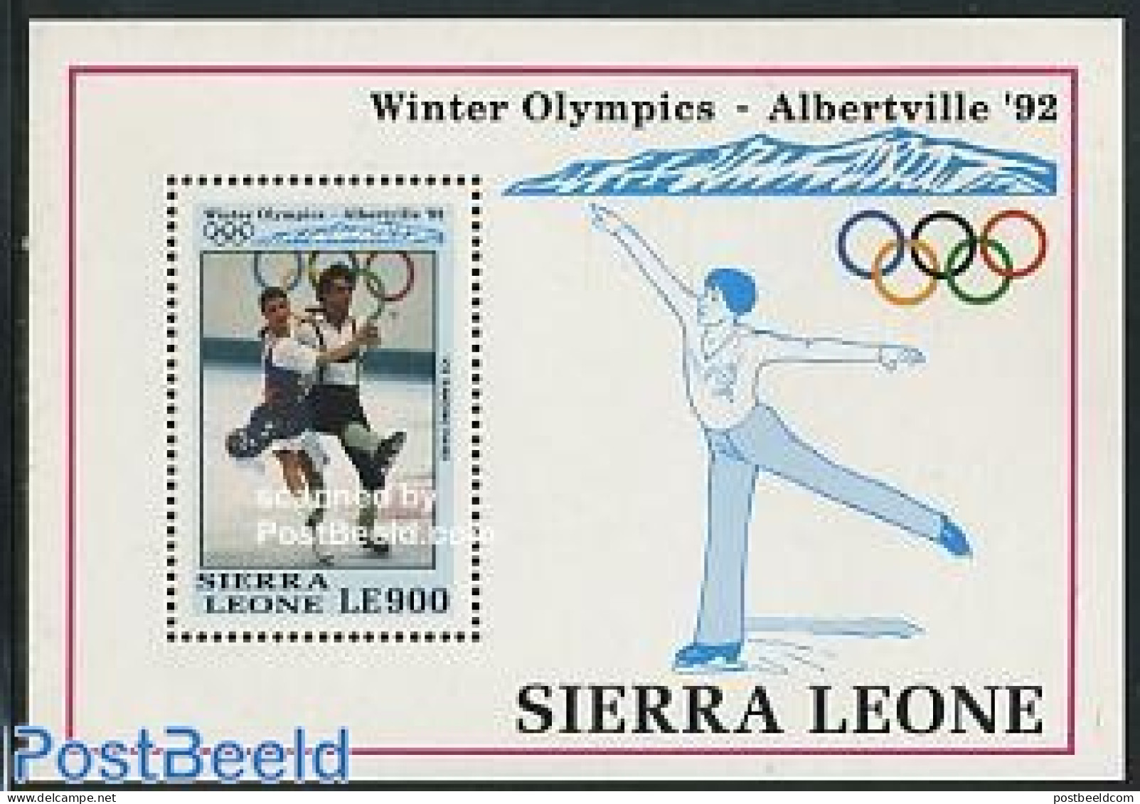 Sierra Leone 1992 Olympic Games S/s, Skiing, Mint NH, Sport - Olympic Winter Games - Skiing - Skiing