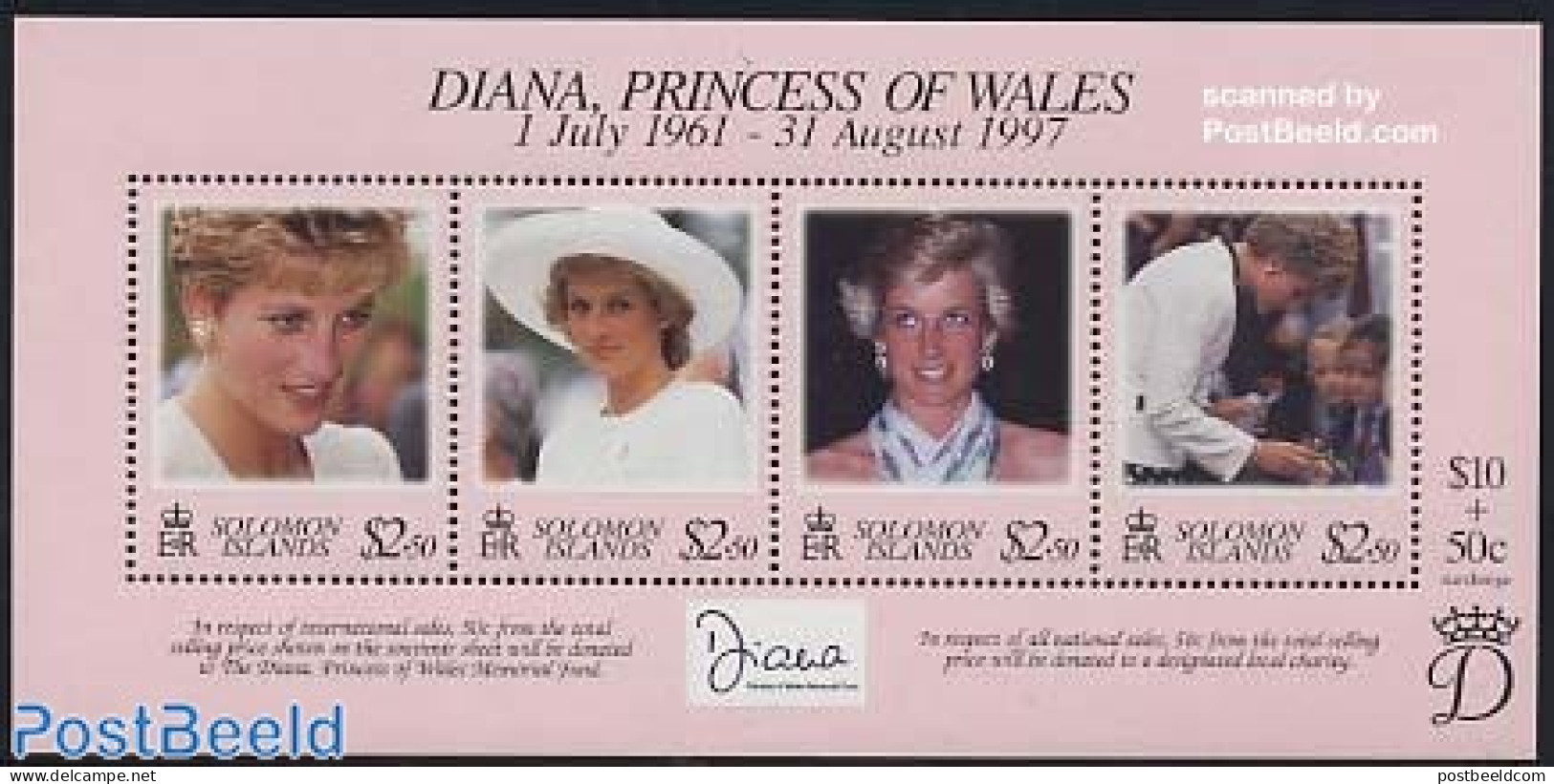 Solomon Islands 1998 Death Of Diana S/s, Mint NH, History - Charles & Diana - Kings & Queens (Royalty) - Königshäuser, Adel