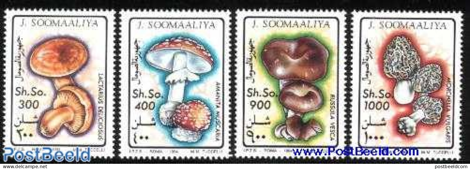 Somalia 1994 Mushrooms 4v, Mint NH, Nature - Mushrooms - Champignons