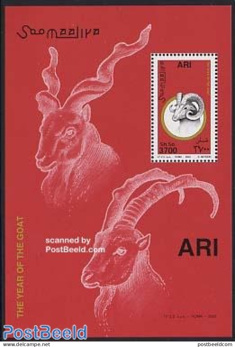 Somalia 2003 Year Of The Goat S/s, Mint NH, Nature - Various - Animals (others & Mixed) - Cattle - New Year - New Year