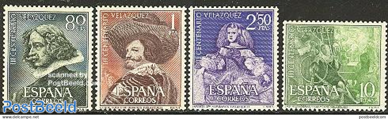 Spain 1961 Velasquez 4v, Unused (hinged), Various - Textiles - Art - Paintings - Nuevos