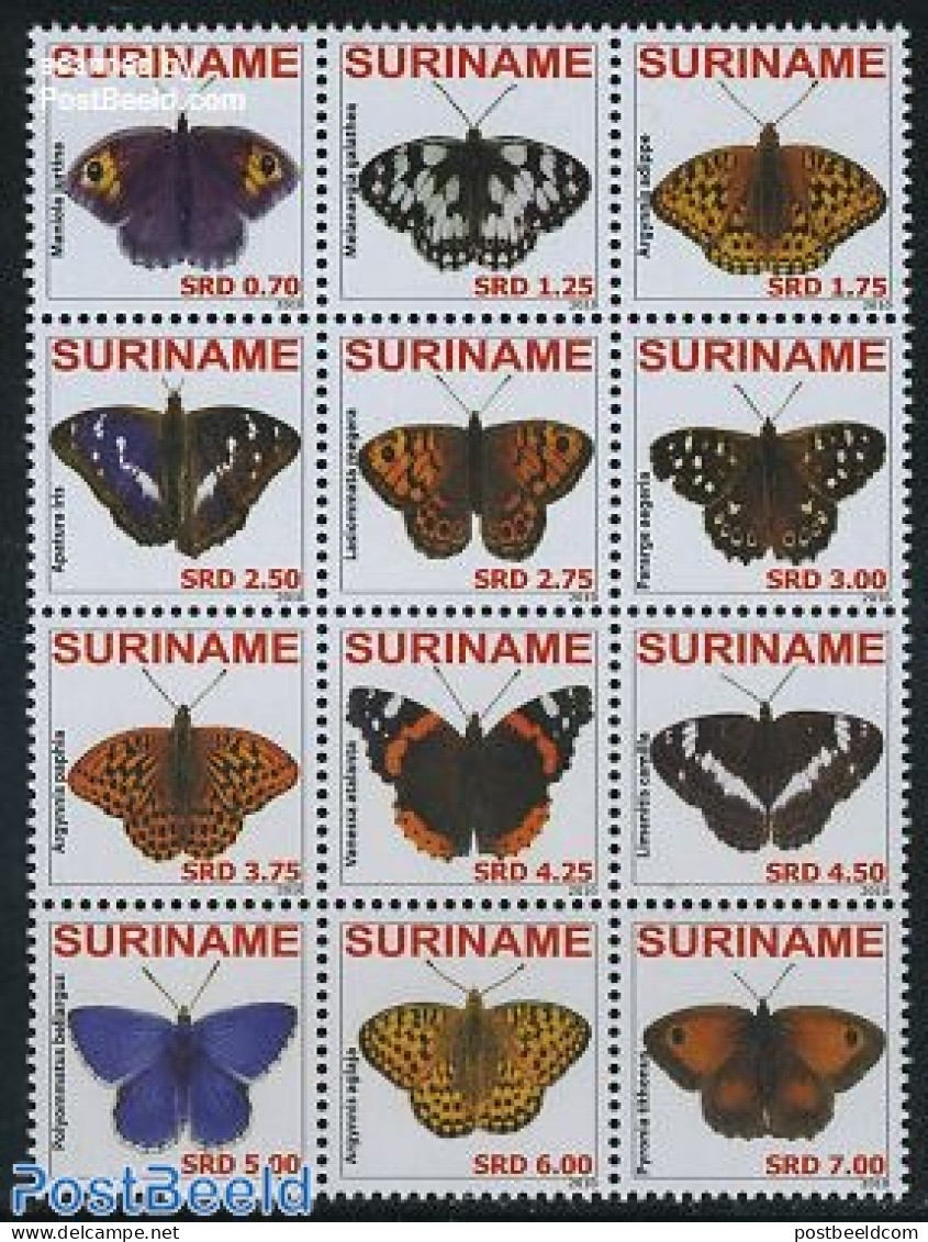 Suriname, Republic 2010 Butterflies 12v, Mint NH, Nature - Butterflies - Surinam