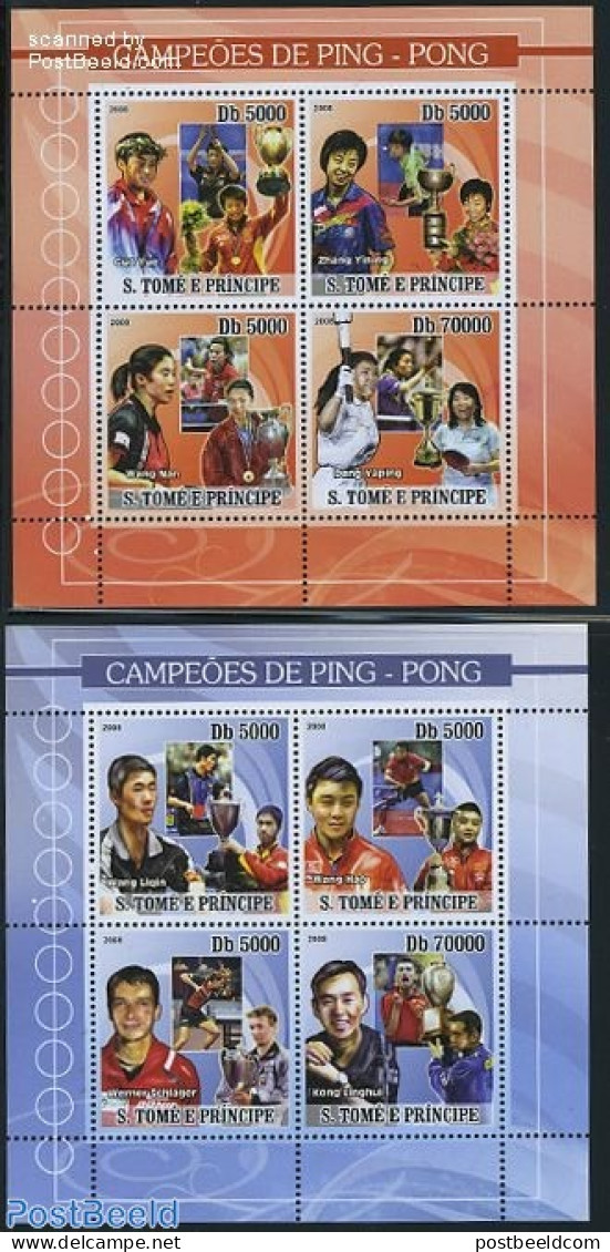 Sao Tome/Principe 2008 Table Tennis 8v (2 M/s), Mint NH, Sport - Sport (other And Mixed) - Table Tennis - Tischtennis