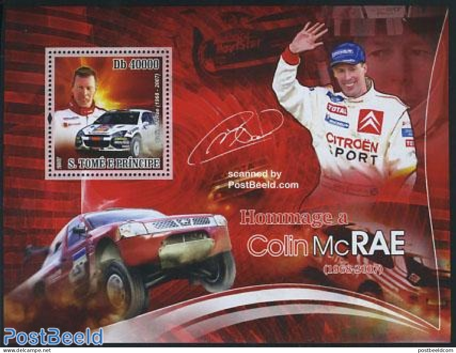 Sao Tome/Principe 2007 Colin McRae S/s, Mint NH, Sport - Transport - Autosports - Sport (other And Mixed) - Automobiles - Automobili