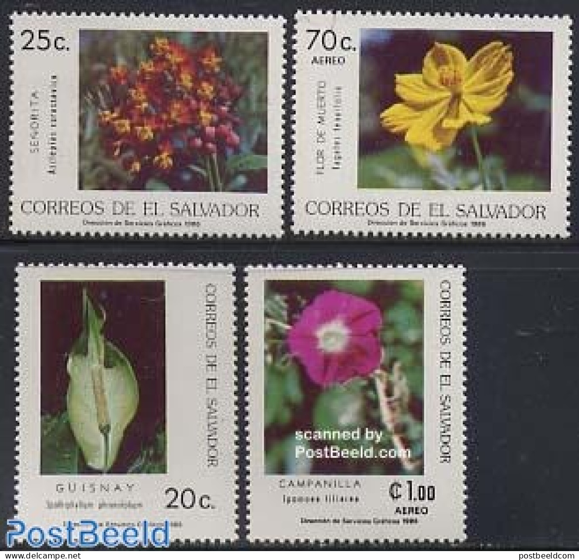 El Salvador 1986 Flowers 4v, Mint NH, Nature - Flowers & Plants - Salvador