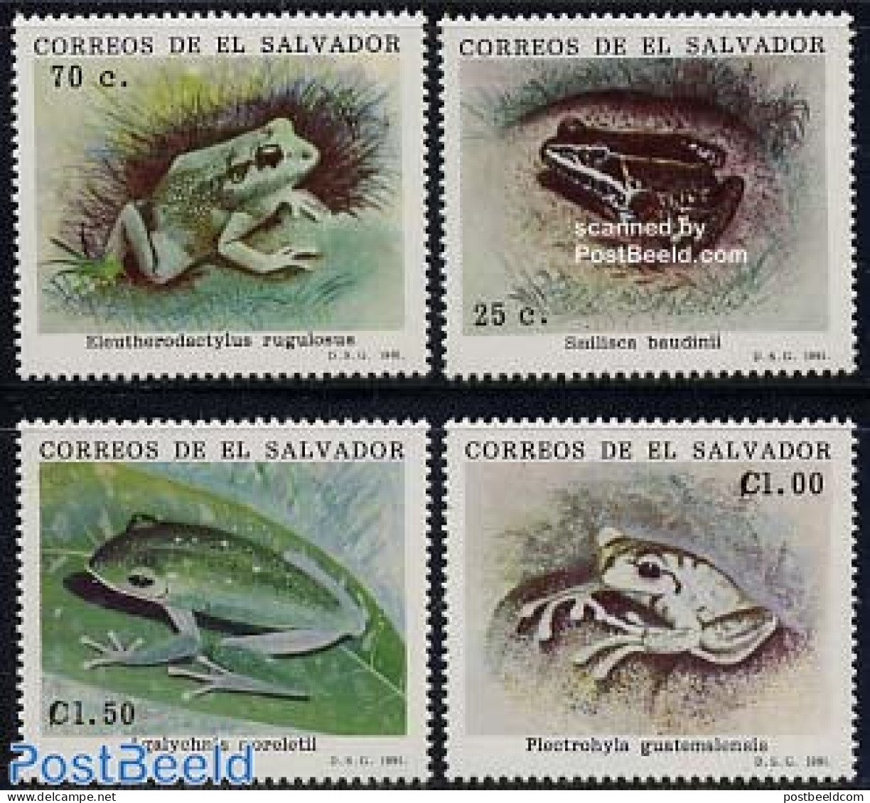 El Salvador 1991 Frogs 4v, Mint NH, Nature - Frogs & Toads - Reptiles - Salvador