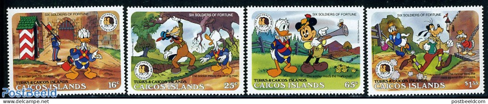 Turks And Caicos Islands 1985 Disney, Grimm 4v, Mint NH, Art - Disney - Fairytales - Disney