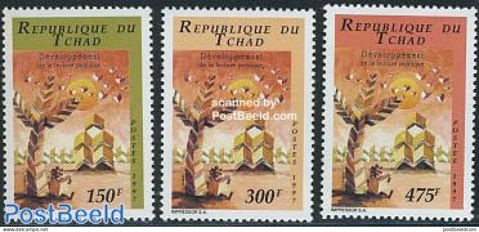 Chad 1997 Reading Campaign 3v, Mint NH, Science - Education - Andere & Zonder Classificatie
