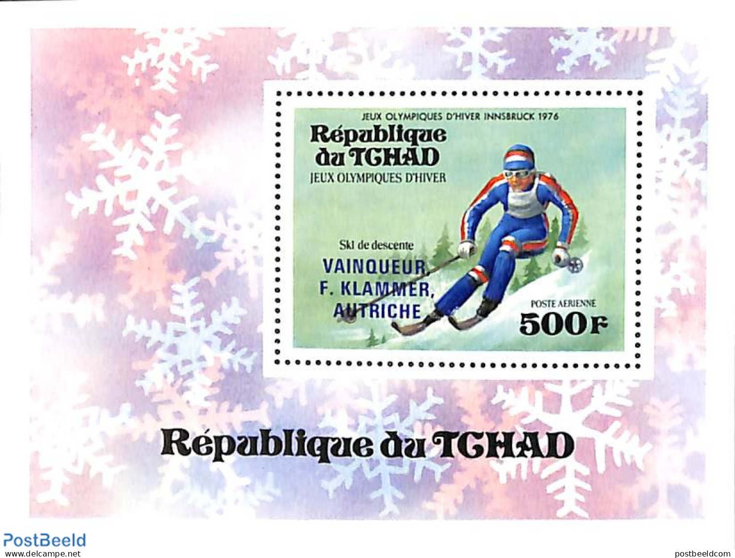 Chad 1976 Olympic Winter Winners S/s, Mint NH, Sport - Olympic Winter Games - Skiing - Other & Unclassified