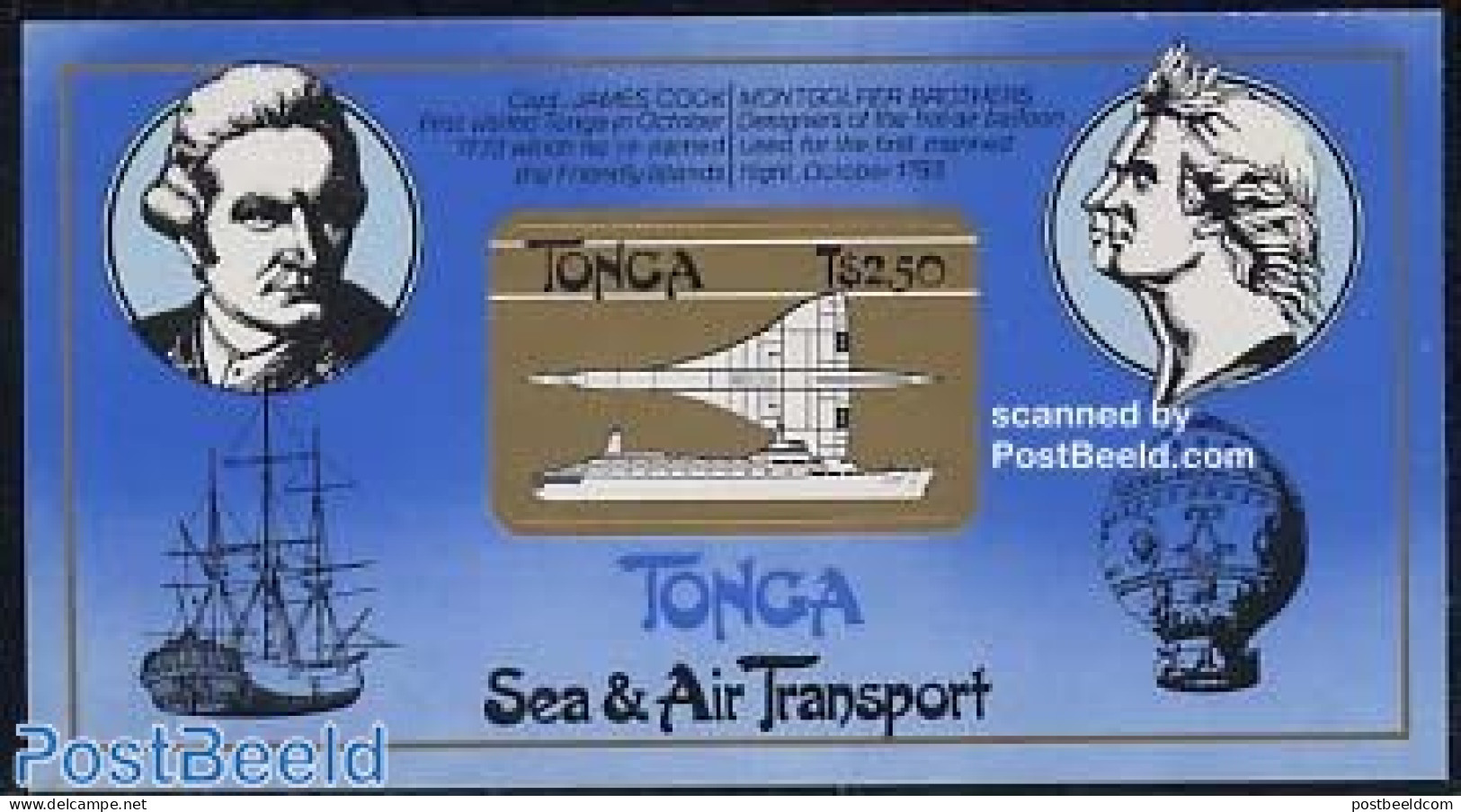 Tonga 1983 Sea & Air Transport S/s, Mint NH, History - Transport - Explorers - Concorde - Aircraft & Aviation - Ships .. - Onderzoekers