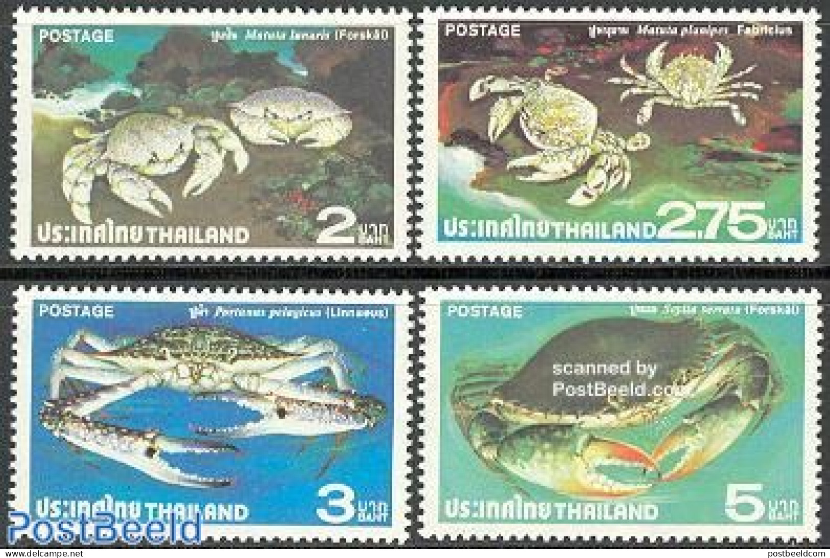 Thailand 1979 Crabs 4v, Mint NH, Nature - Shells & Crustaceans - Crabs And Lobsters - Mundo Aquatico