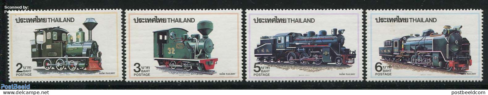 Thailand 1990 Locomotives 4v, Mint NH, Transport - Railways - Trains