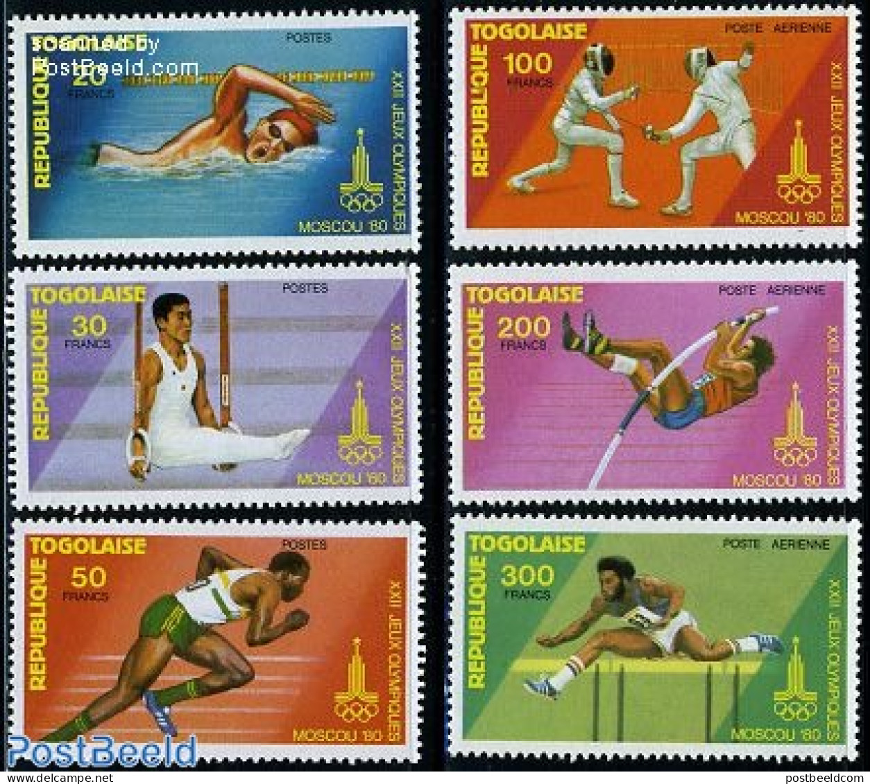 Togo 1980 Olympic Games 6v, Mint NH, Sport - Athletics - Fencing - Olympic Games - Swimming - Leichtathletik