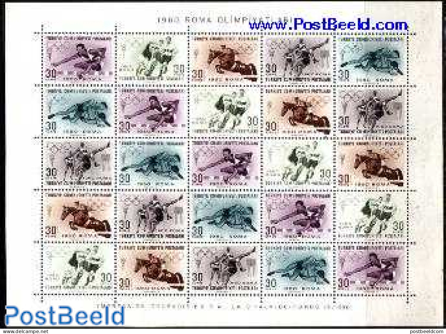 Türkiye 1960 Olympic Games M/s, Mint NH, Nature - Sport - Horses - Football - Olympic Games - Andere & Zonder Classificatie