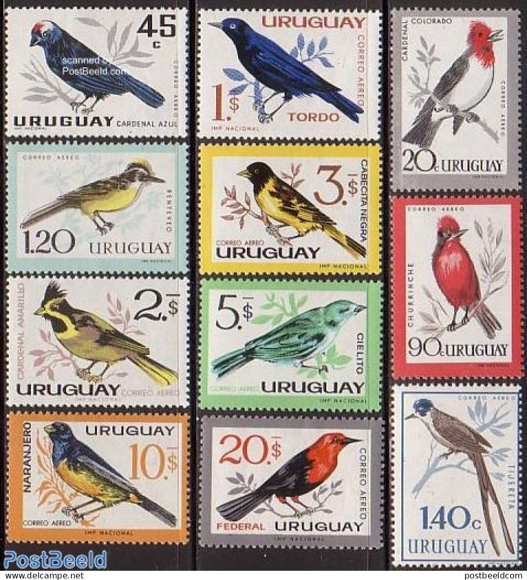 Uruguay 1962 Airmail, Birds 11v, Mint NH, Nature - Birds - Uruguay