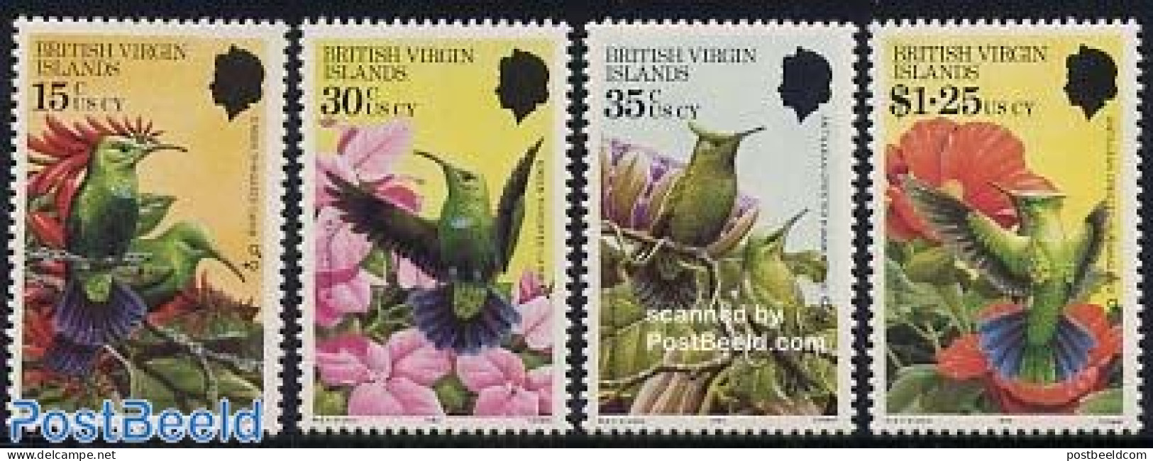 Virgin Islands 1982 Birds & Flowers 4v, Mint NH, Nature - Birds - Flowers & Plants - Hummingbirds - British Virgin Islands
