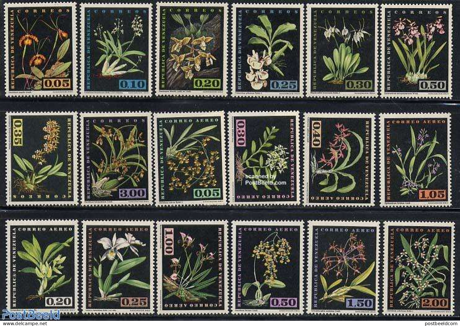 Venezuela 1962 Indigenous Orchids 18v, Mint NH, Nature - Flowers & Plants - Orchids - Venezuela