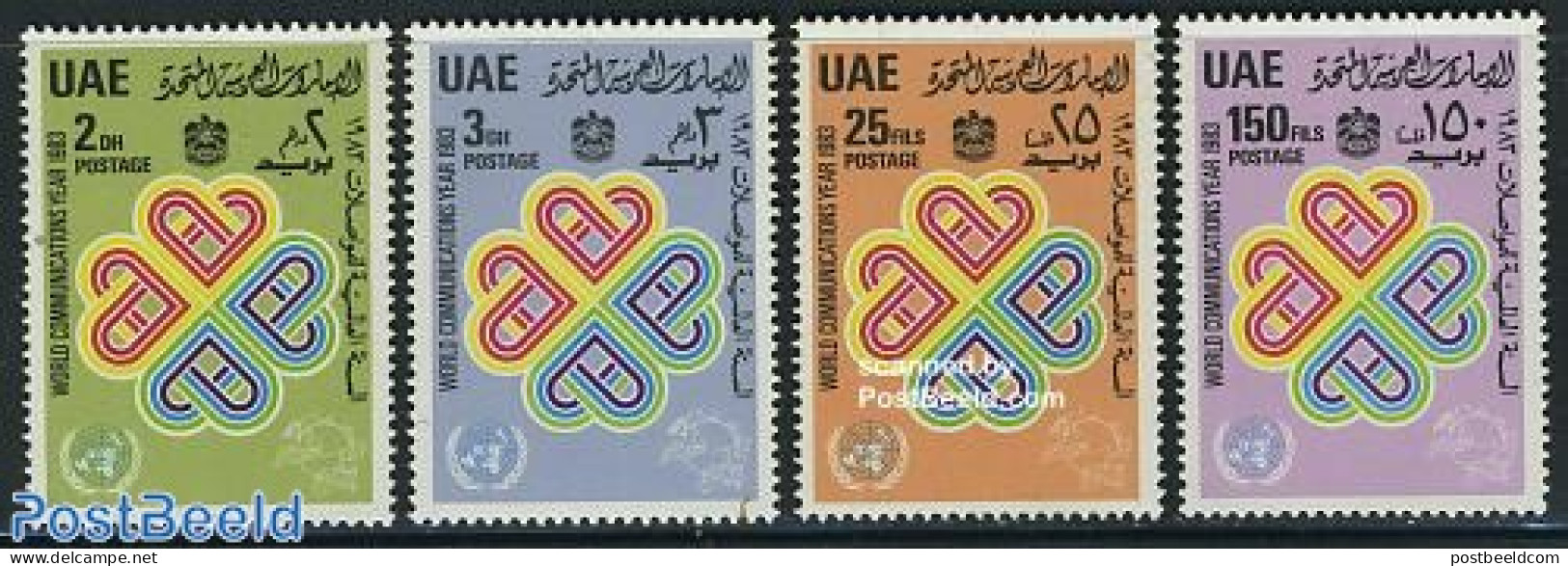 United Arab Emirates 1983 World Communication Year 4v, Mint NH, Science - Int. Communication Year 1983 - Telecommunica.. - Télécom