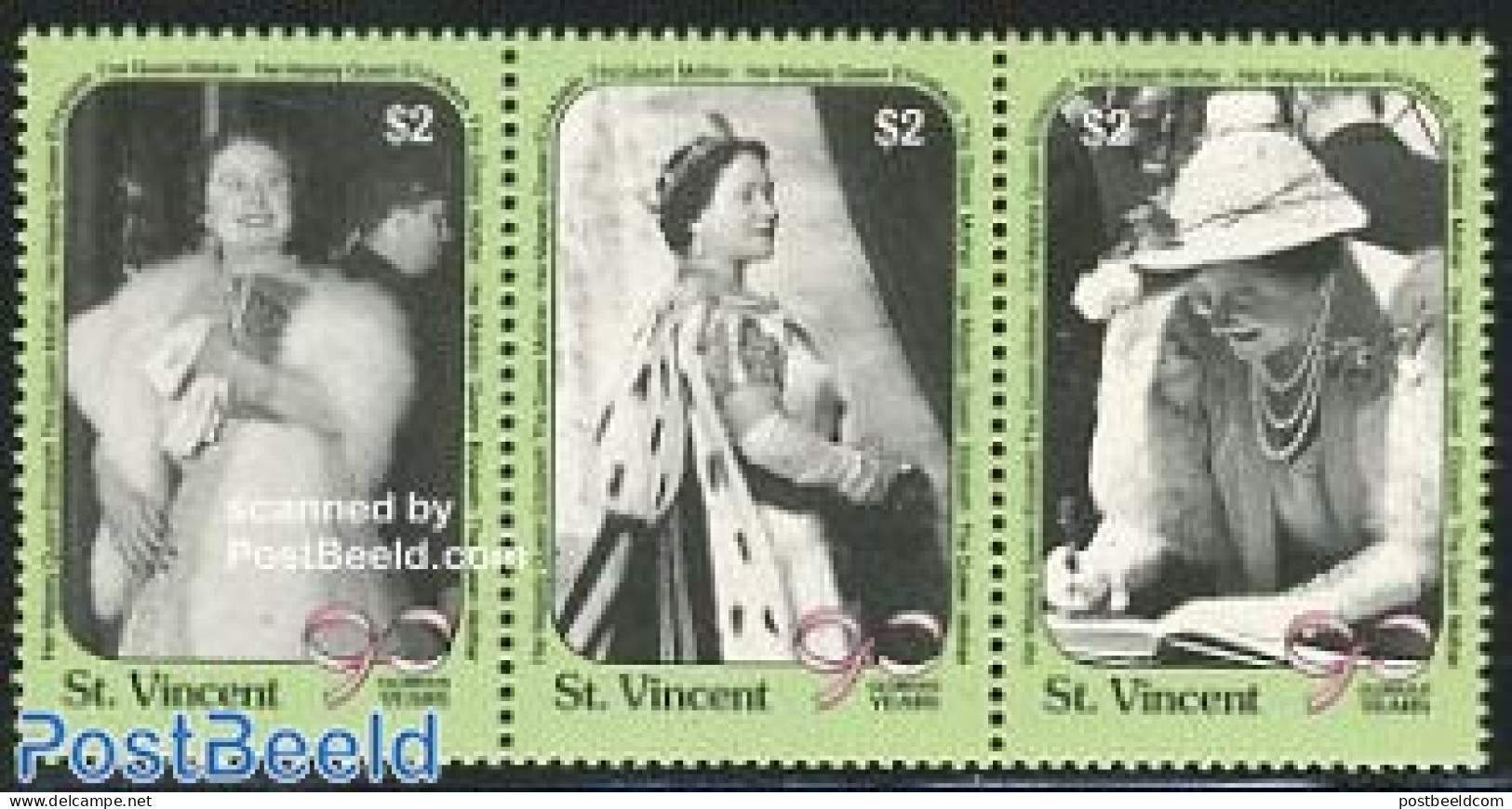 Saint Vincent 1990 Queen Mother 3v [::], Mint NH, History - Kings & Queens (Royalty) - Königshäuser, Adel