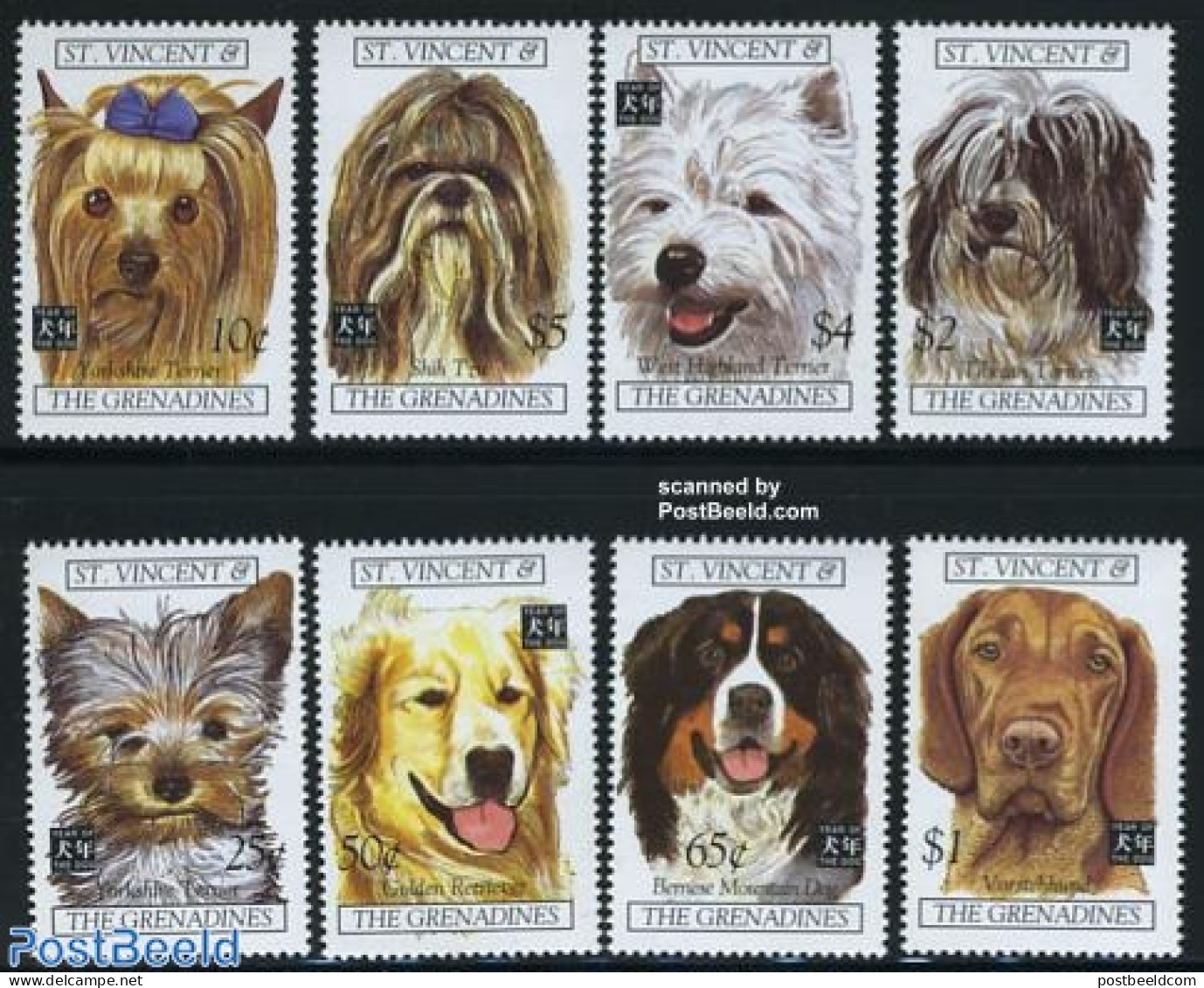 Saint Vincent 1994 Dogs 8v, Mint NH, Nature - Dogs - St.Vincent (1979-...)