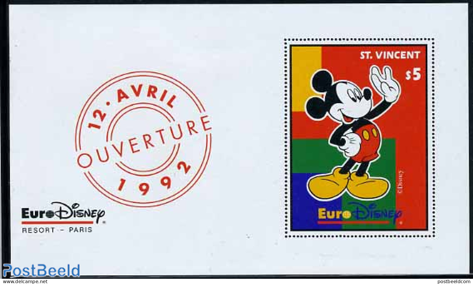 Saint Vincent 1992 Eurodisney S/s, Mint NH, Art - Disney - Disney