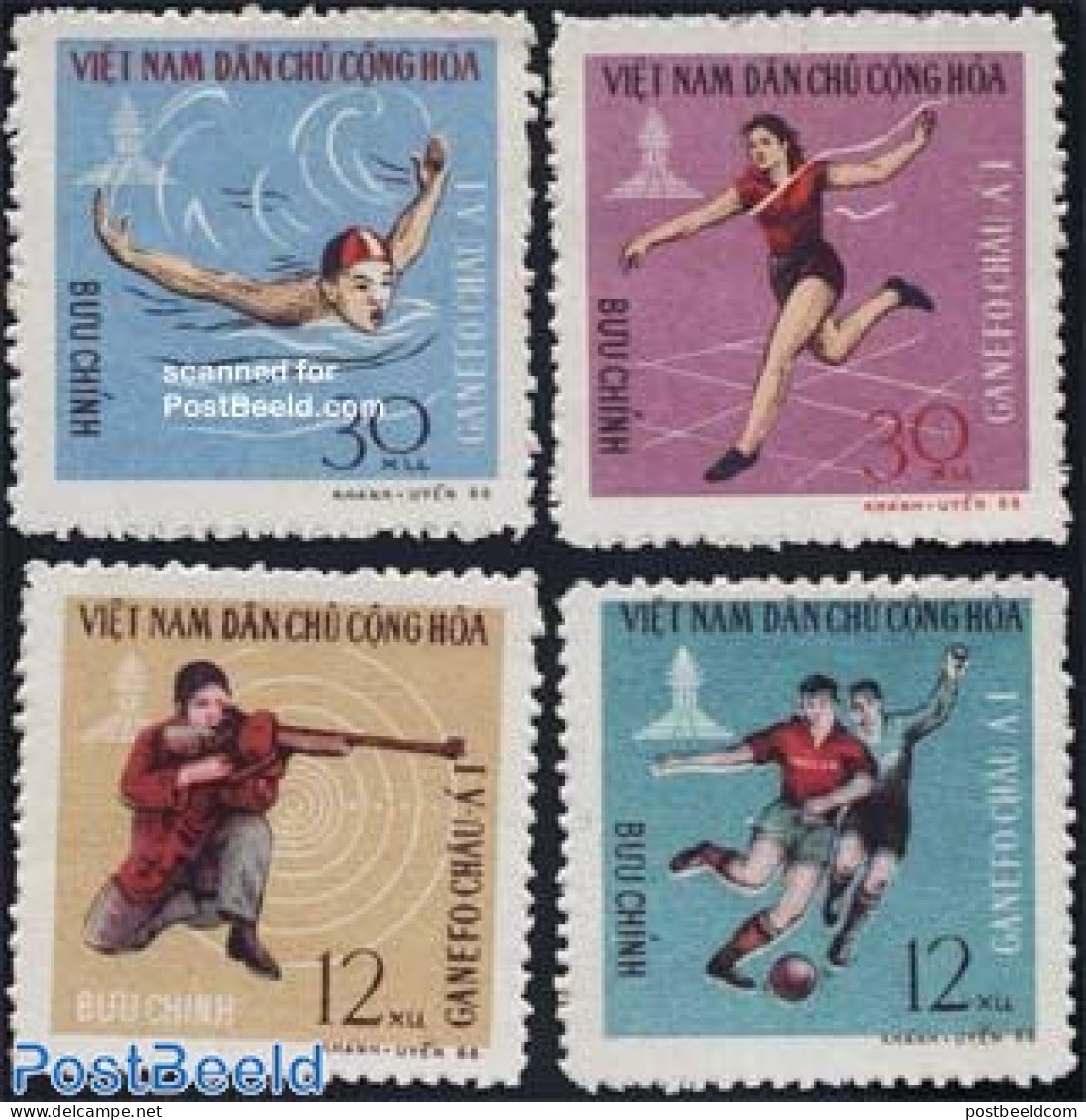 Vietnam 1966 GANEFO Games 4v, Mint NH, Sport - Athletics - Football - Gliding - Shooting Sports - Sport (other And Mix.. - Leichtathletik