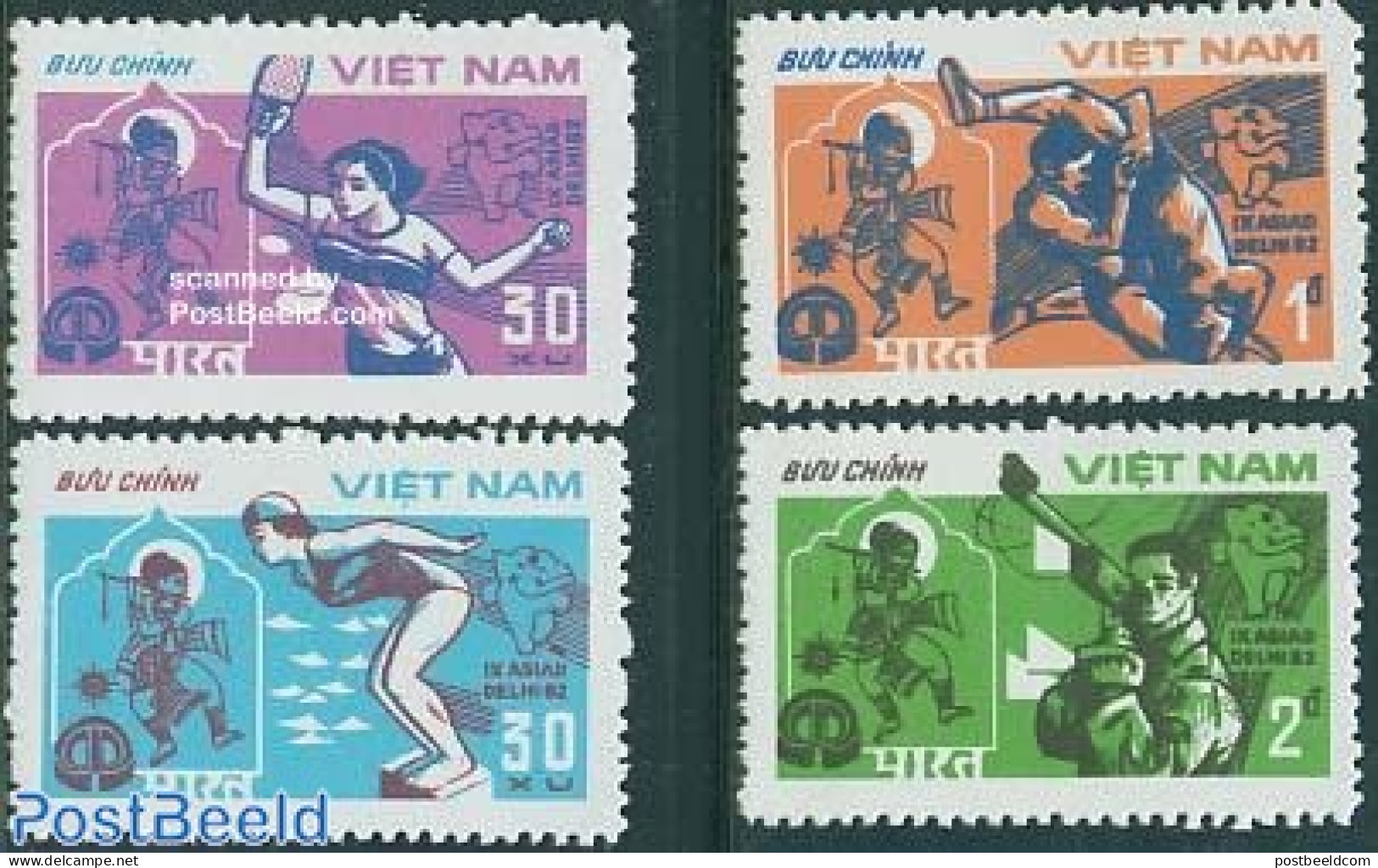 Vietnam 1982 Asian Games 4v, Mint NH, Sport - Shooting Sports - Sport (other And Mixed) - Swimming - Table Tennis - Tiro (armi)